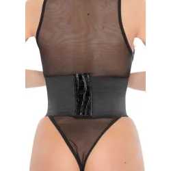 Kinky Diva Corset À Lacets Croco Cinchery Noir